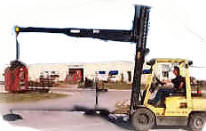 Heavy Duty Jib forklift attachment in action.