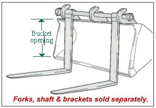 Drawing of Over-the-Bucket forks mounted on bucket